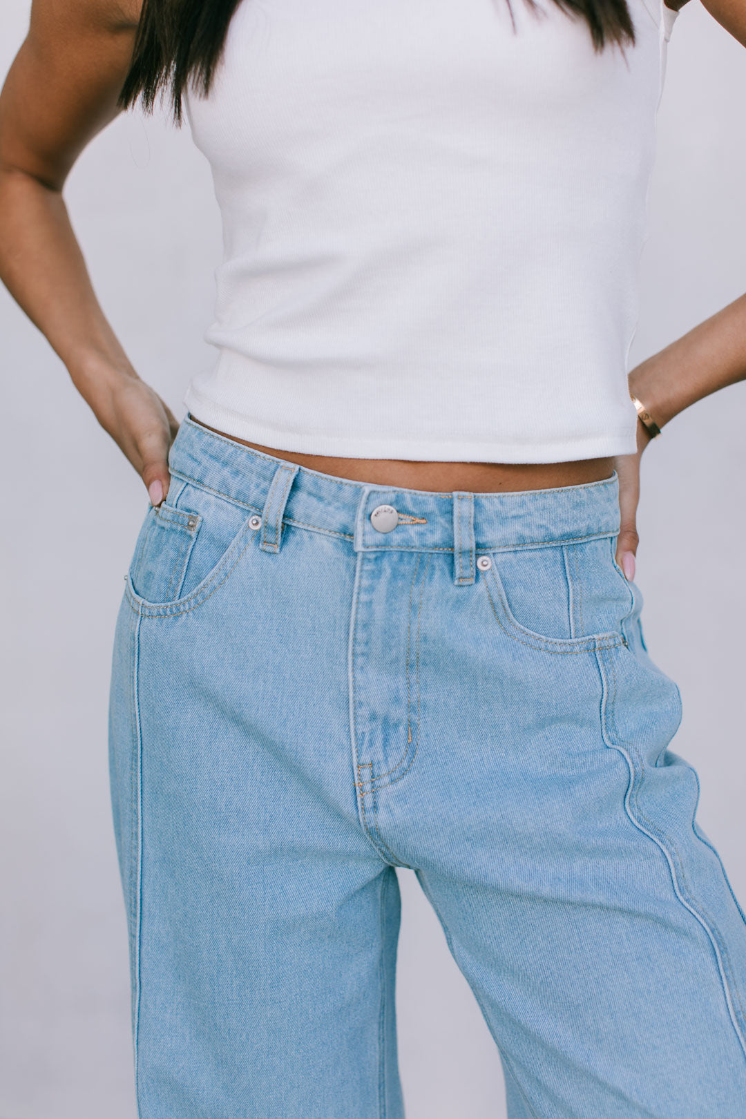 Janey Wide Leg Jeans - Light Wash Blue