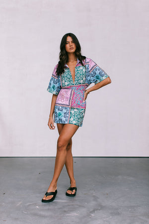 Loren Shirt - Paisely Tile Print