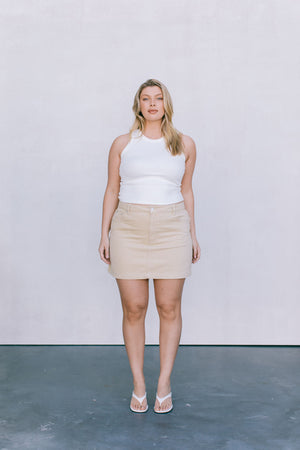 DISPATCH 07.05.25 - Erin Mini Denim Skirt - Sand