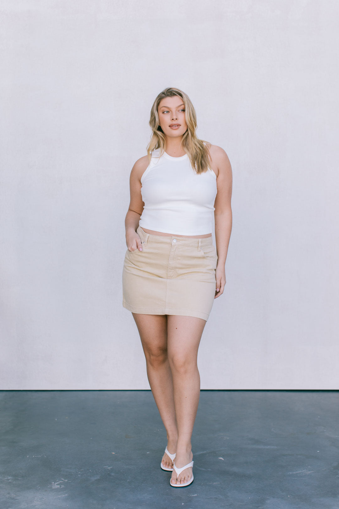 Erin Mini Denim Skirt Sand