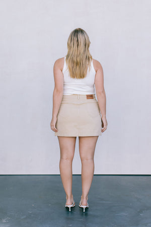 DISPATCH 07.05.25 - Erin Mini Denim Skirt - Sand