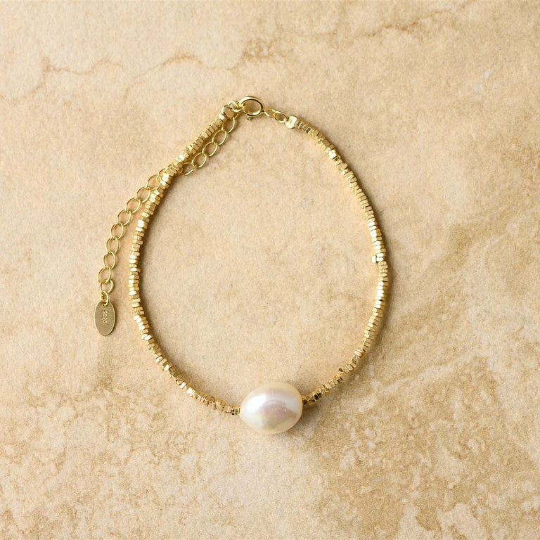 Tahiti Bracelet - Crushed Gold/Freshwater Pearl