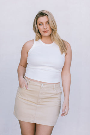 DISPATCH 07.05.25 - Erin Mini Denim Skirt - Sand