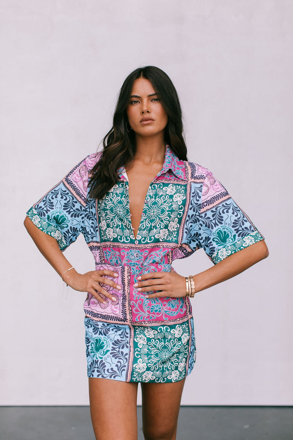 Loren Shirt - Paisely Tile Print