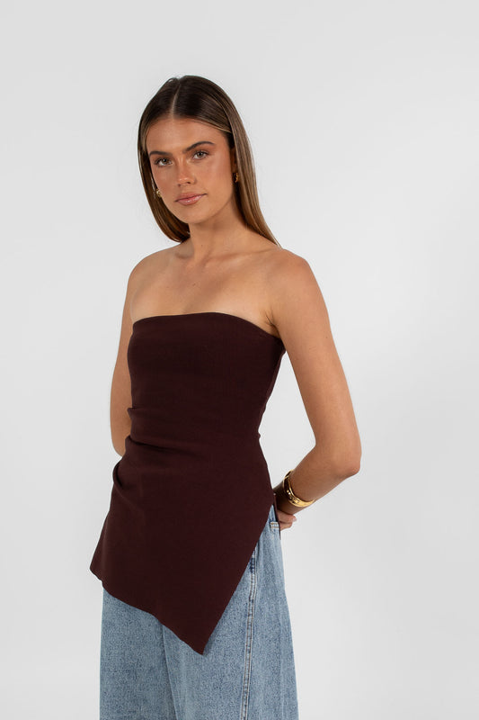 Darcie Strapless Top - Chocolate