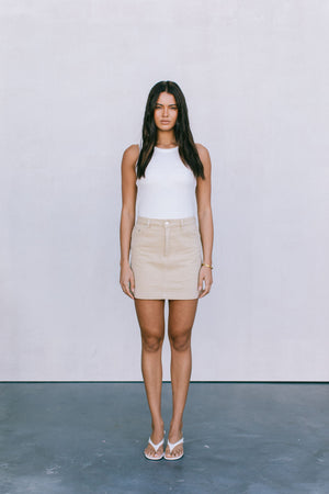 DISPATCH 07.05.25 - Erin Mini Denim Skirt - Sand