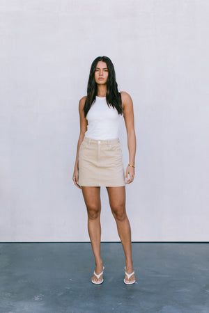 DISPATCH 07.05.25 - Erin Mini Denim Skirt - Sand