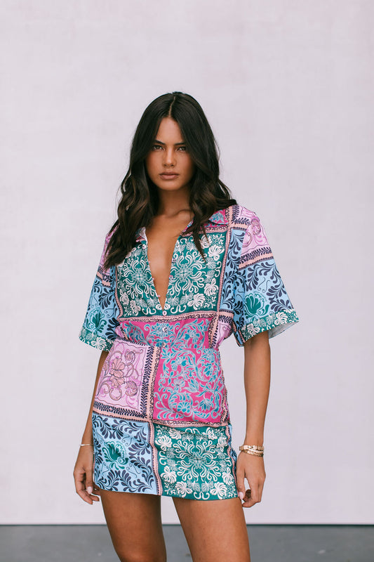 Loren Shirt - Paisley Tile Print