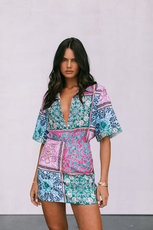 Loren Shirt - Paisely Tile Print