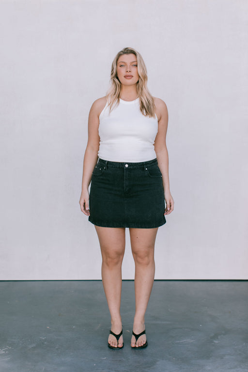 DISPATCH 07.05.25 - Erin Mini Denim Skirt - Washed Black