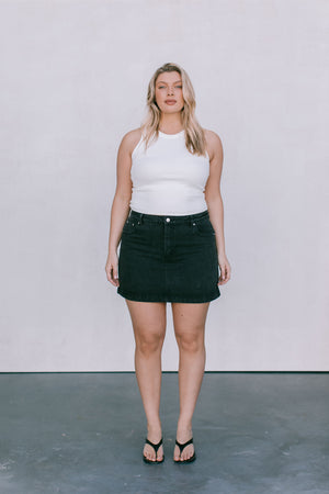 DISPATCH 07.05.25 - Erin Mini Denim Skirt - Washed Black