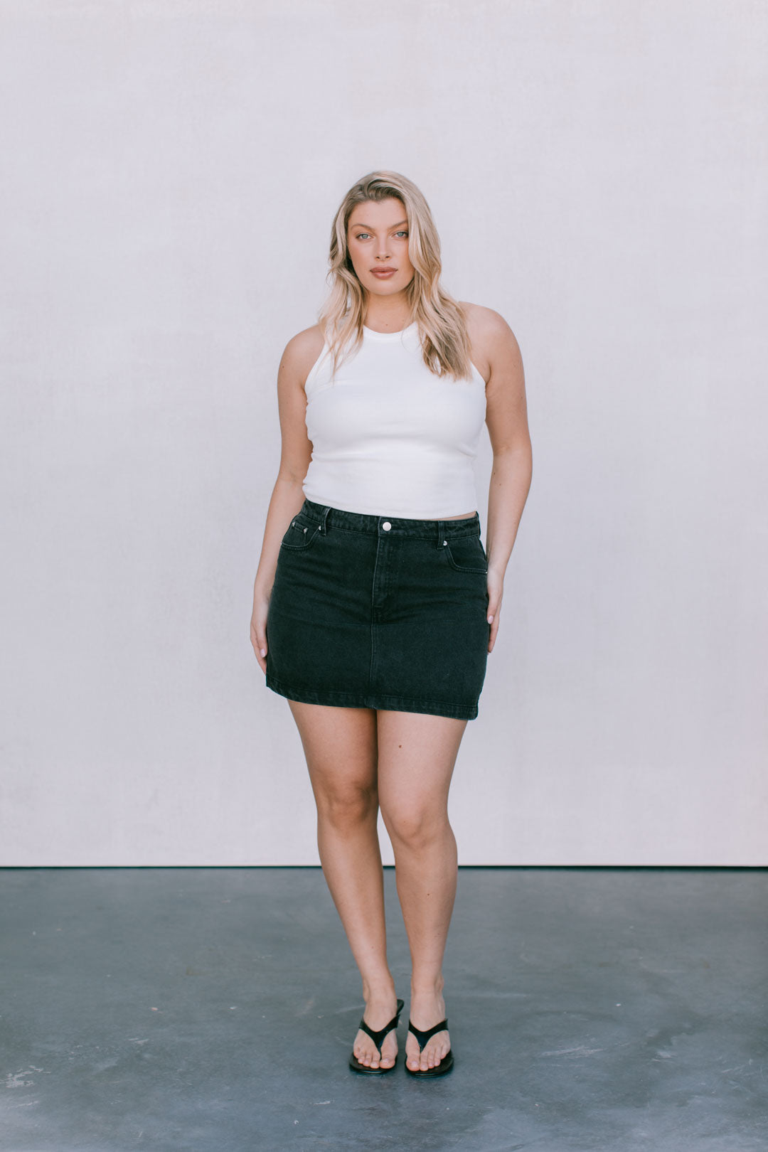 Erin Mini Denim Skirt Washed Black