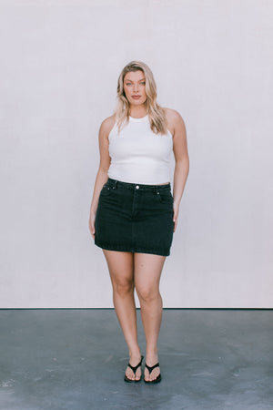 DISPATCH 07.05.25 - Erin Mini Denim Skirt - Washed Black