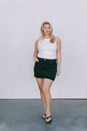 DISPATCH 07.05.25 - Erin Mini Denim Skirt - Washed Black