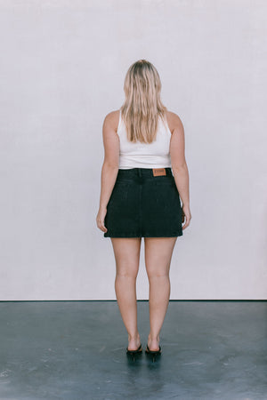 DISPATCH 07.05.25 - Erin Mini Denim Skirt - Washed Black