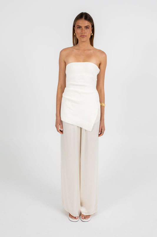 Eve Relaxed Pants - Cream Satin