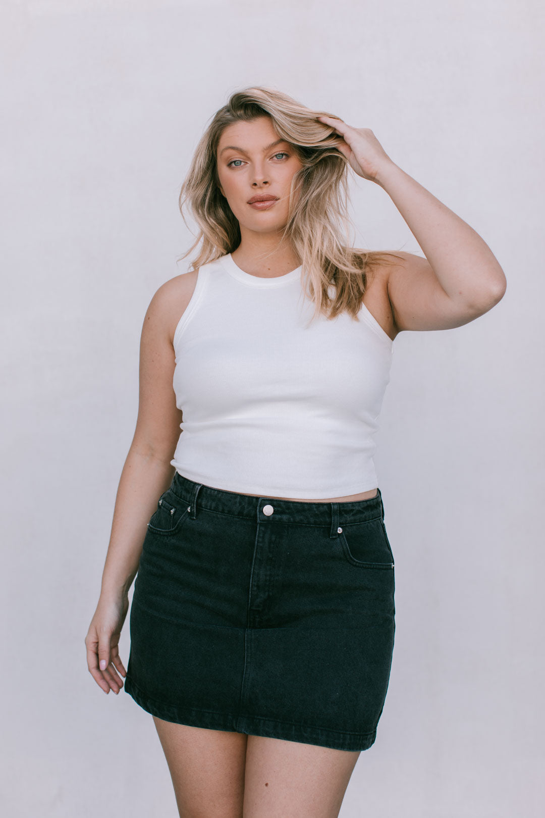 Erin Mini Denim Skirt Washed Black