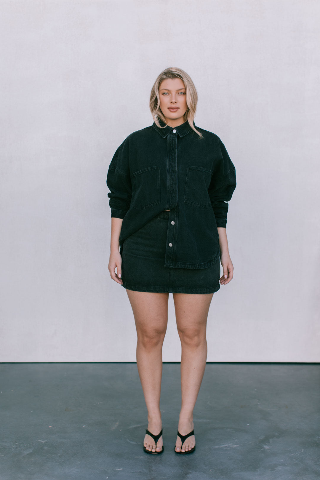 Ilou Denim Shirt Washed Black
