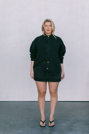 DISPATCH 07.05.25 - Erin Mini Denim Skirt - Washed Black