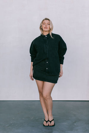 DISPATCH 07.05.25 - Erin Mini Denim Skirt - Washed Black