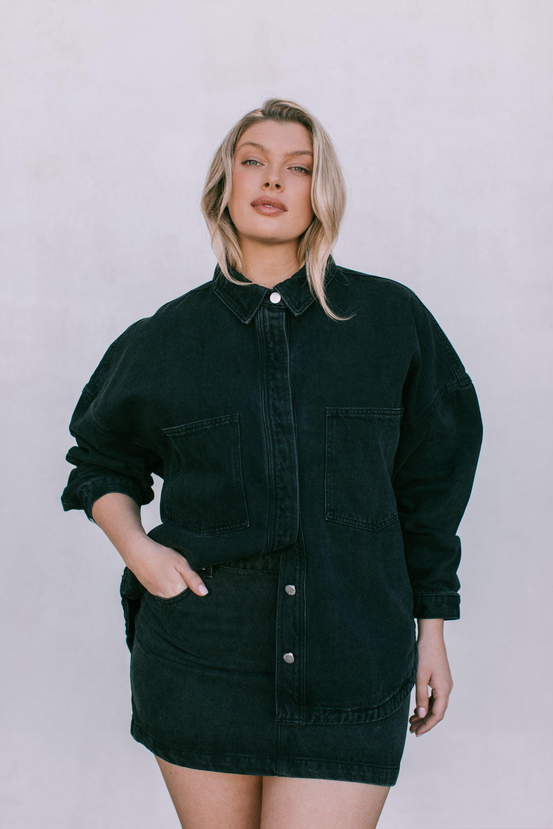 Ilou Denim Shirt Washed Black