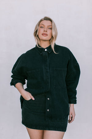 DISPATCH 07.05.25 - Erin Mini Denim Skirt - Washed Black