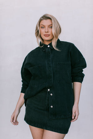 DISPATCH 07.05.25 - Erin Mini Denim Skirt - Washed Black