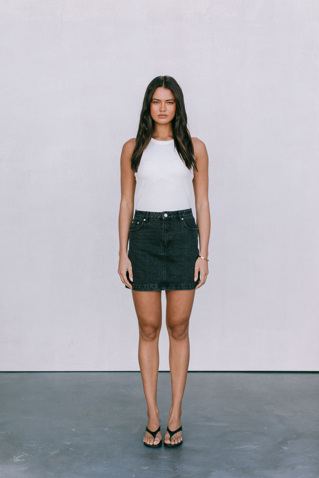 Erin Mini Denim Skirt Washed Black