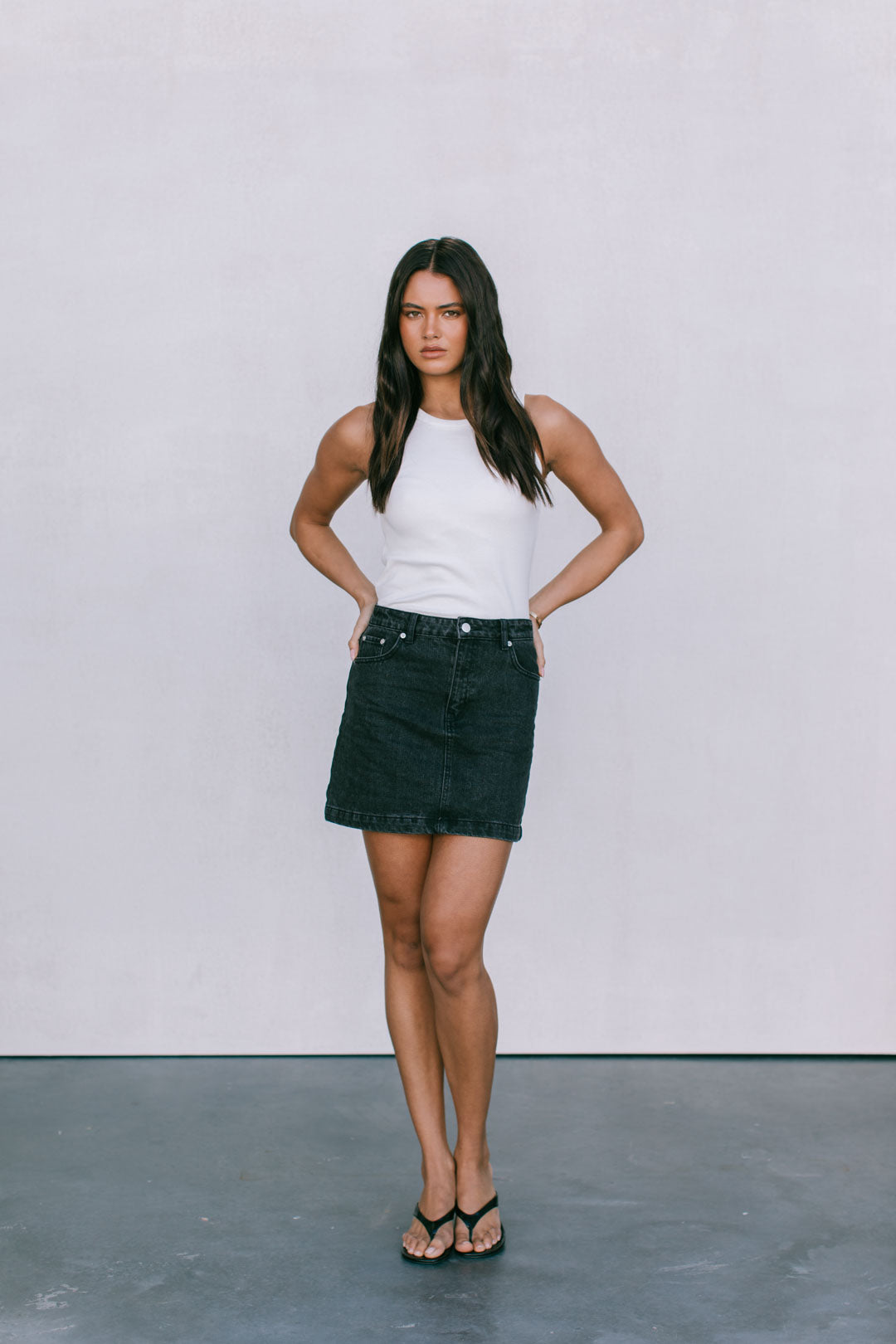 Erin Mini Denim Skirt Washed Black