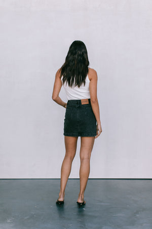 DISPATCH 07.05.25 - Erin Mini Denim Skirt - Washed Black