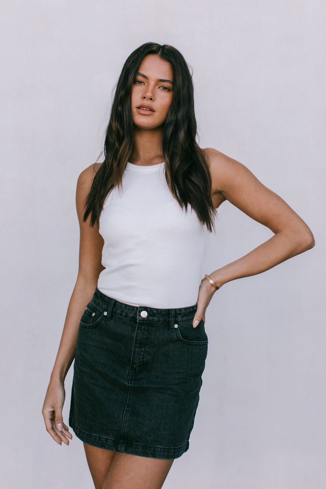 Erin Mini Denim Skirt Washed Black