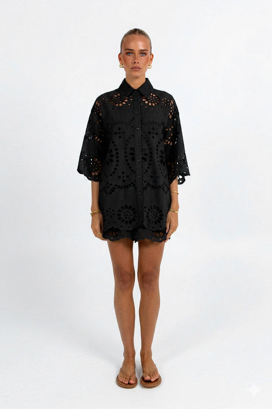 Immy Shirt Black Sicily Lace