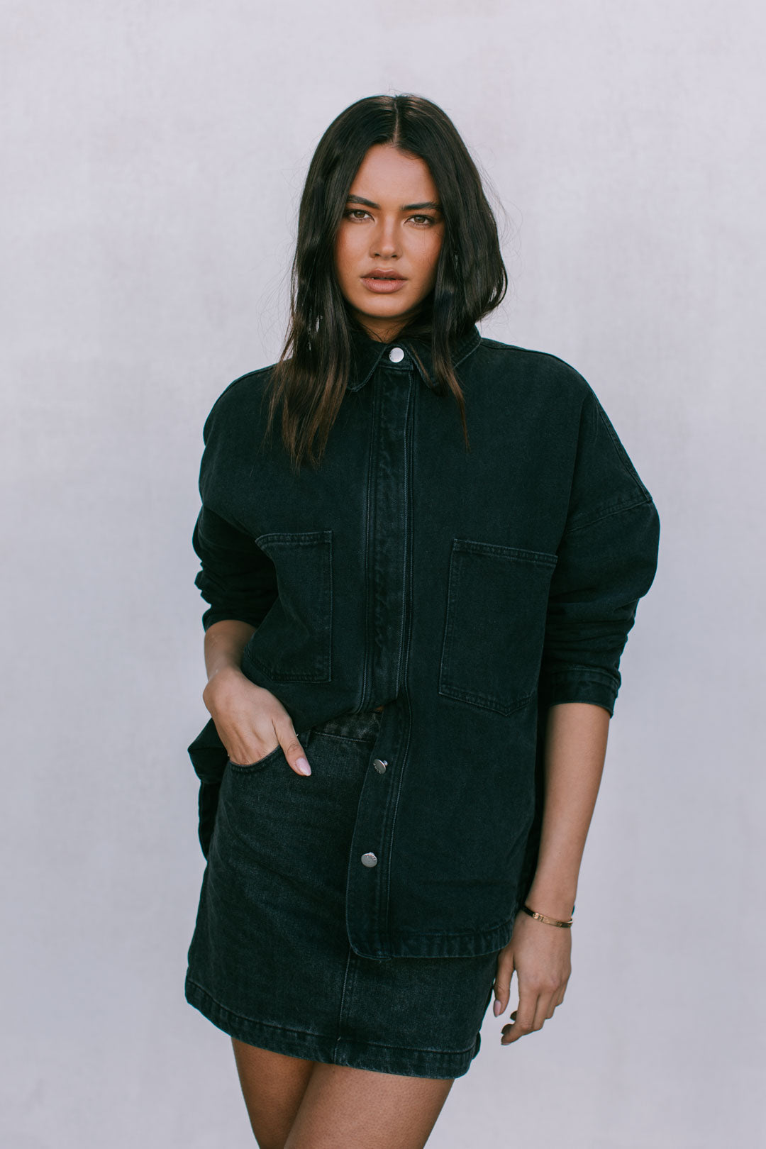 Erin Mini Denim Skirt Washed Black