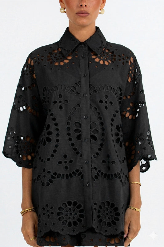 Immy Shirt Black Sicily Lace