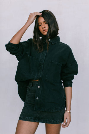 DISPATCH 07.05.25 - Erin Mini Denim Skirt - Washed Black