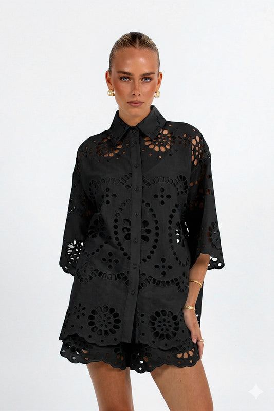 Yueli Short Black Sicily Lace