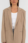 Quade Tailored Blazer - Beige Pinstripe