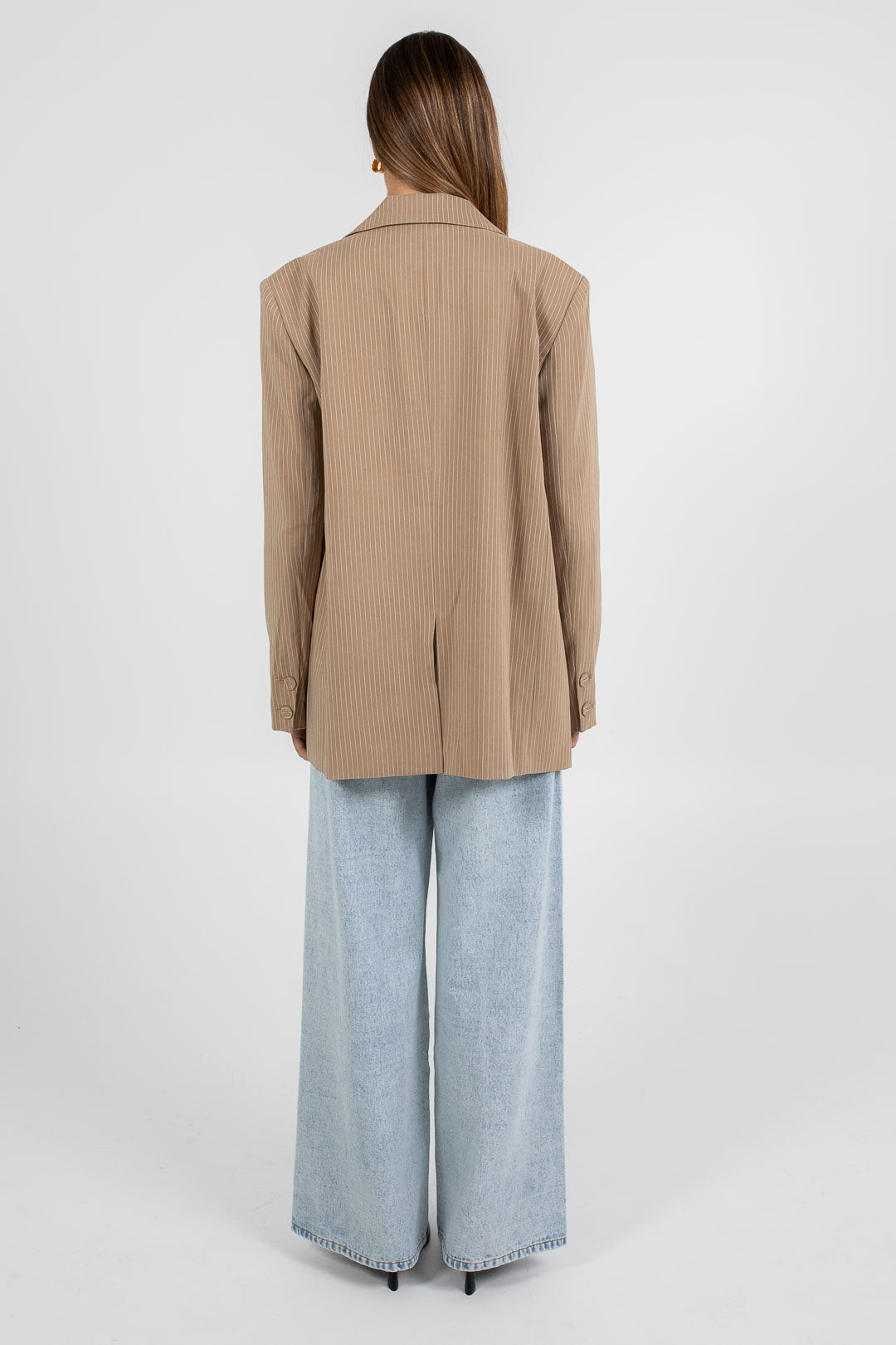 Quade Blazer Beige Pinstripe