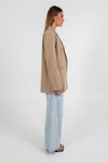 Quade Tailored Blazer - Beige Pinstripe