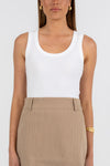 Jolie Mini Skirt - Beige Pinstripe