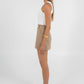 Jolie Mini Skirt - Beige Pinstripe