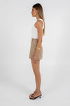 Jolie Mini Skirt - Beige Pinstripe