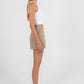 Jolie Mini Skirt - Beige Pinstripe