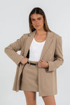 Quade Tailored Blazer - Beige Pinstripe