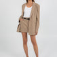Jolie Mini Skirt - Beige Pinstripe
