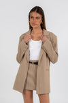 Jolie Mini Skirt - Beige Pinstripe