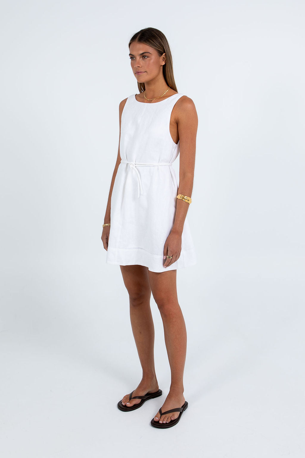 Lari Mini Linen Dress White