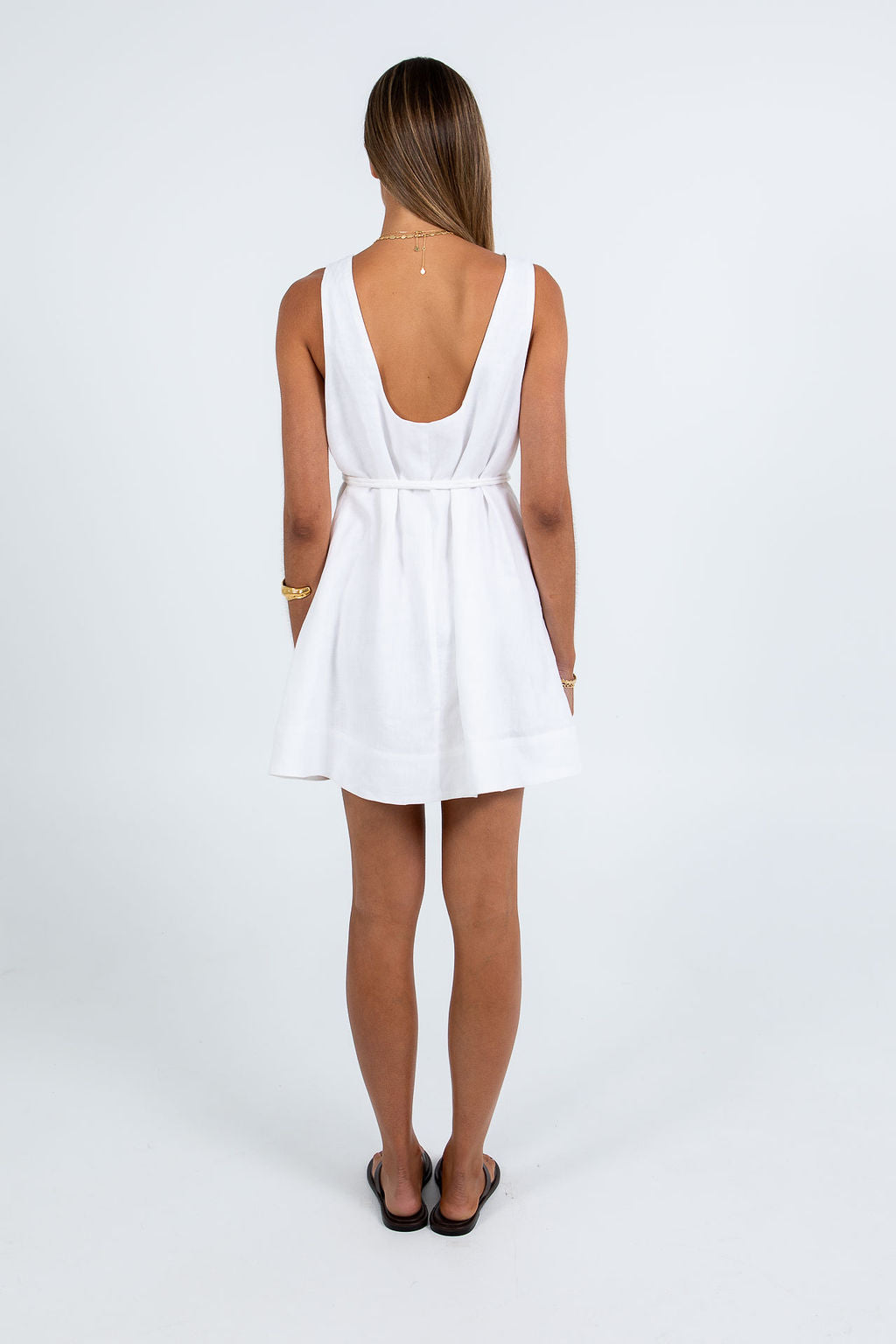 Lari Mini Linen Dress White
