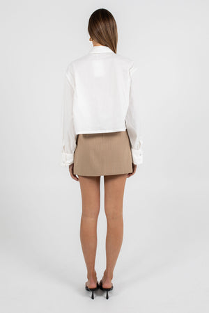 Lacey Cropped Shirt - White