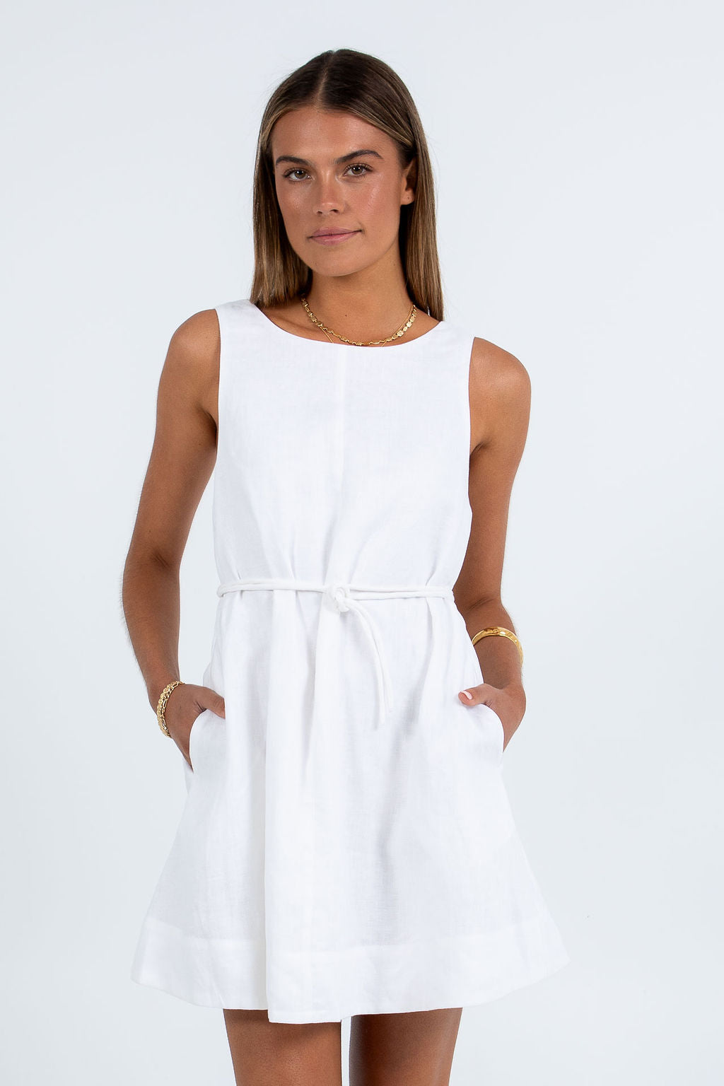 Lari Mini Linen Dress White